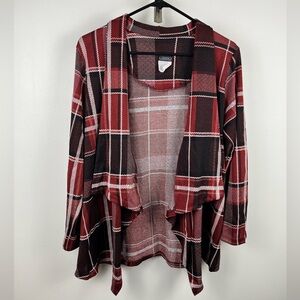 Clientele Plaid Cardigan Size L Red Black